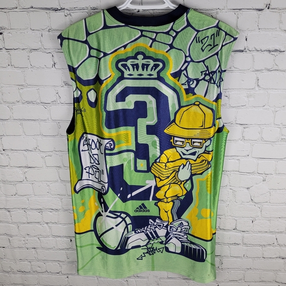 ADIDAS | vintage reversible graphic graffiti basketball jersey top - Picture 2 of 6